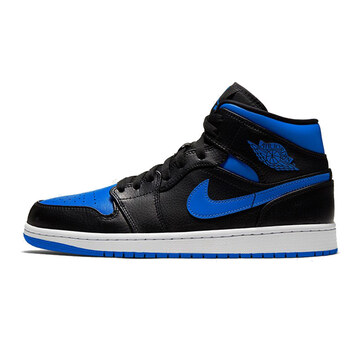 Nike20春AIR JORDAN 1 MID黑蓝皇家蓝中帮男篮球鞋554724068
